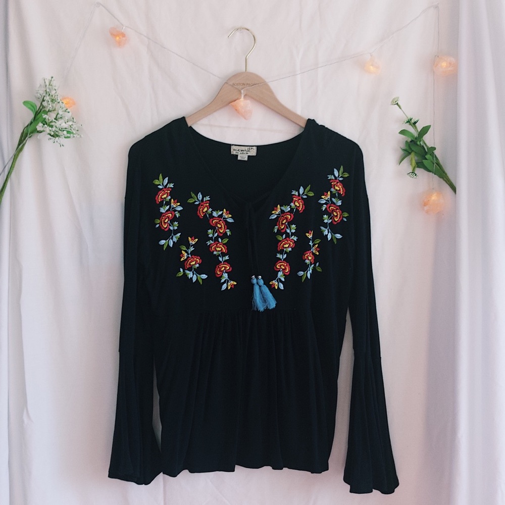 Embroidered Long Flowy Shirt